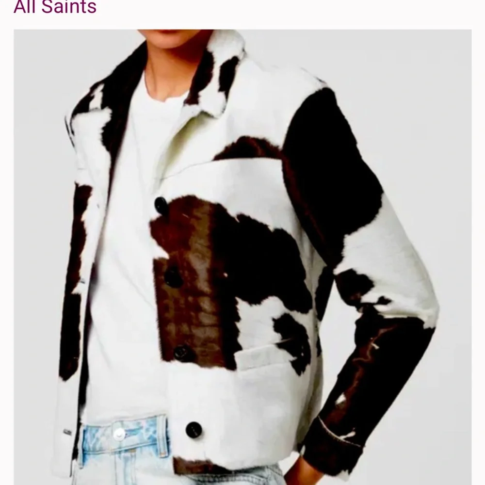 All Saints Black and White Cow Print Jacket - Picture 2 of 6